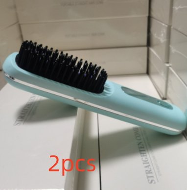 2 In 1 Straight Hair Comb Wireless Hair Straightener Brush Hair Fast Heating Portable Hot Curler USB Charging - Image 8