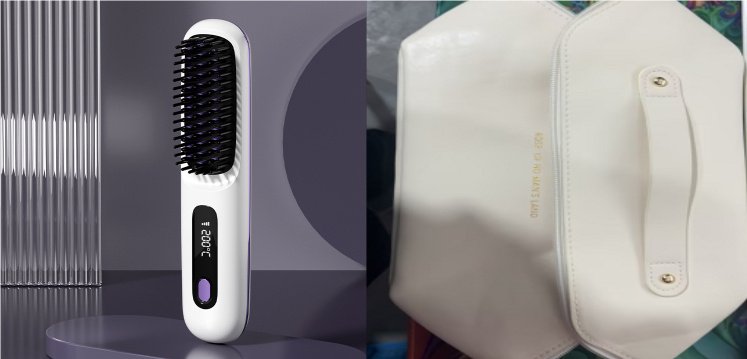 2 In 1 Straight Hair Comb Wireless Hair Straightener Brush Hair Fast Heating Portable Hot Curler USB Charging - Image 7