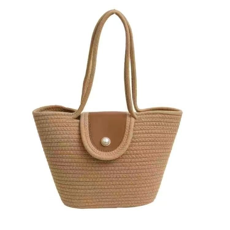 New Pearl Bag Large Capacity Cotton String Woven Handbag For Women - Image 5